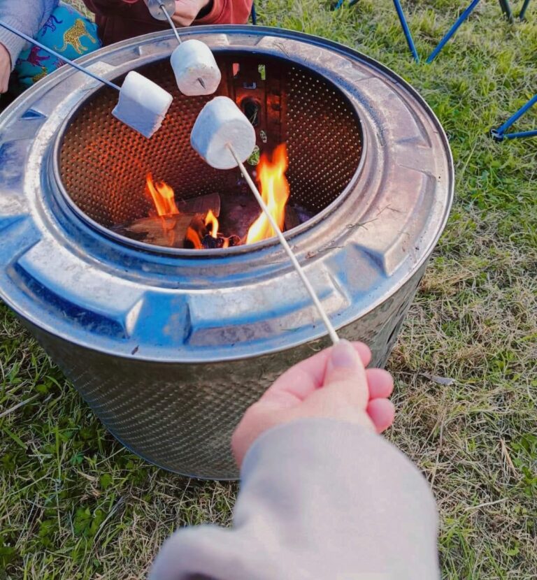 Marshmallows roasting over an open fire