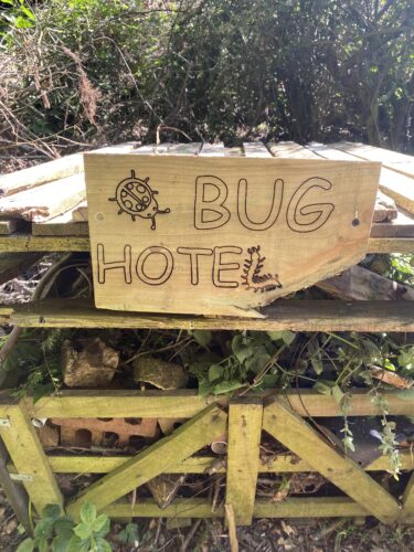 The bug hotel a large crate filled with garden materials